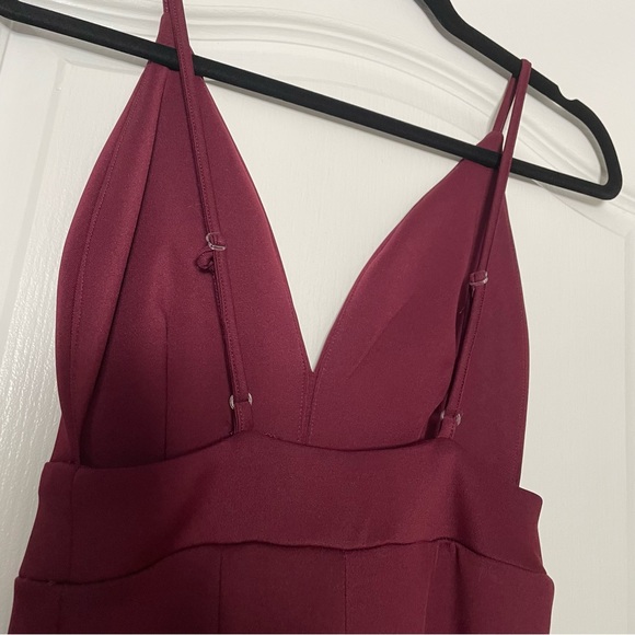 ReVamped Burgundy/Wine Straight Leg Jumpsuit - Picture 4 of 5